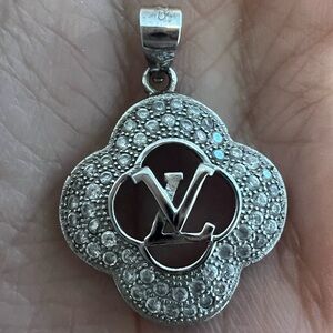 Silver 925 LV Pendant with Crystal Accents